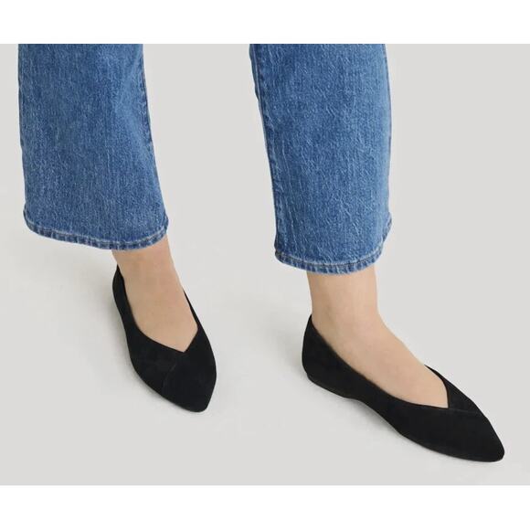 NWT Women's Birdies The Goldfinch Black Velour Suede Flats in size 6.5 Glam - Picture 1 of 7